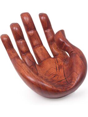 Handmade Artisan Wood Hand Sculpture | Unique Carved Praise & Gratitude Decor